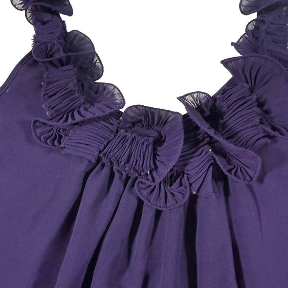Rebecca Taylor Purple Sheer Floral Tank Top Women’s 6 Layered Flowy Blouse - Picture 4 of 8